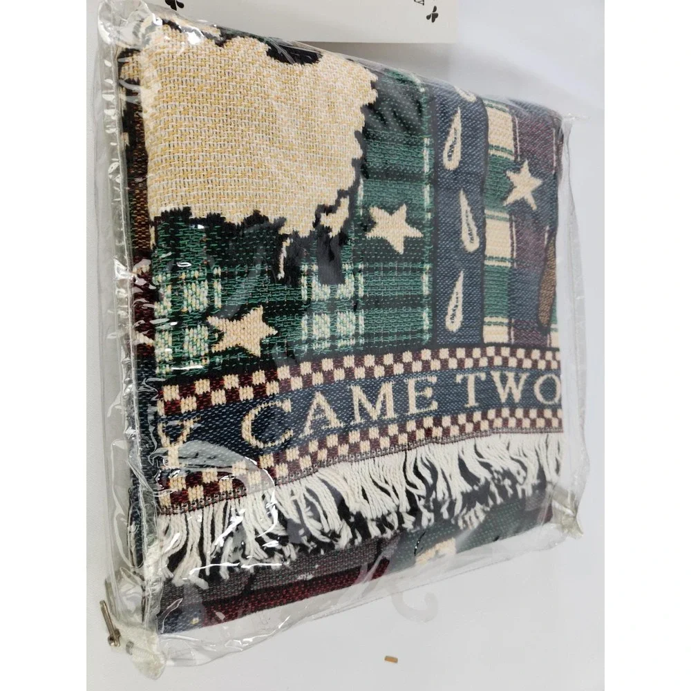 NEW Vintage Noahs Ark God Keeps His Promises Tapestry Fringe Throw Blanket Bible